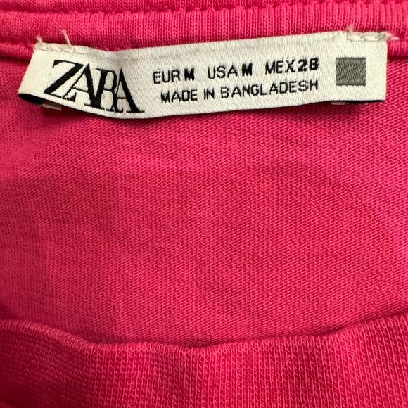 Zara Vibrant Pink Mini Dress With Ruffles Size Medium Cottagecore, Feminine - Picture 4 of 7